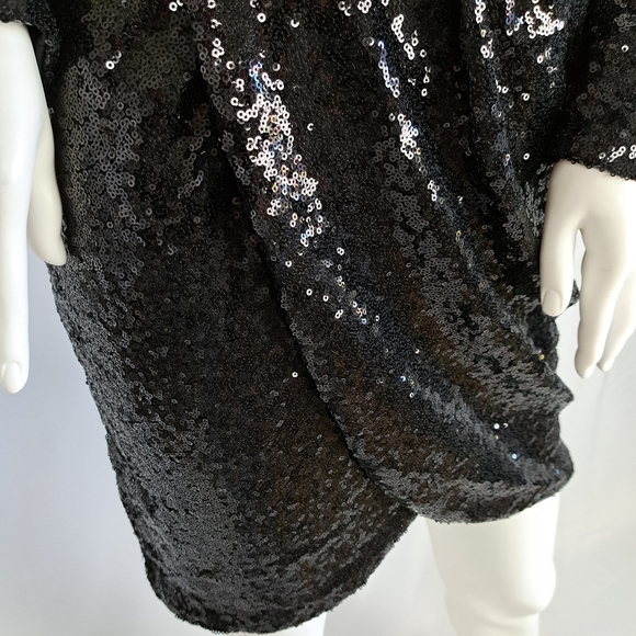 Charlotte Russe Black Sequined Faux Wrap Mini Dress - Picture 4 of 12